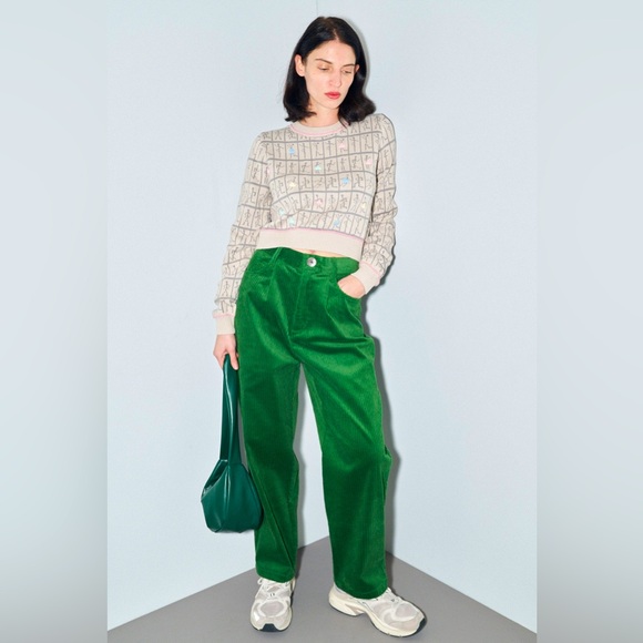 Unisex POISON GREEN Corduroy Grampa Trousers - Picture 6 of 12